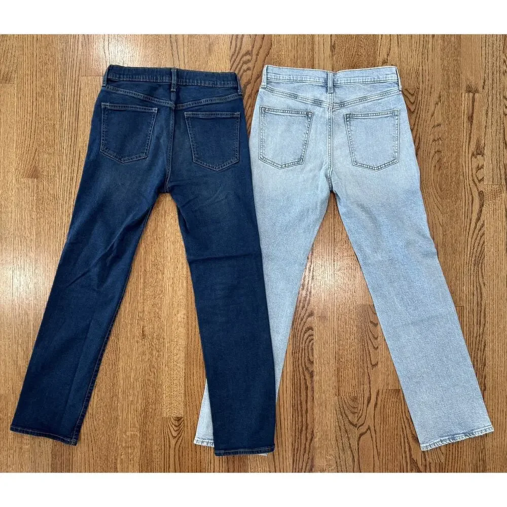 Old Navy Boys Size 16 Dark, Light Wash Straight-Leg Built-In Flex Jeans 2 pairs